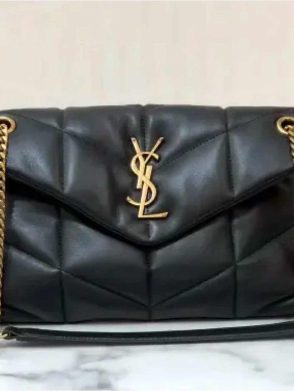 Saint Laurent Puffer Medium Nappa Lambskin Leather Shoulder Bag Black